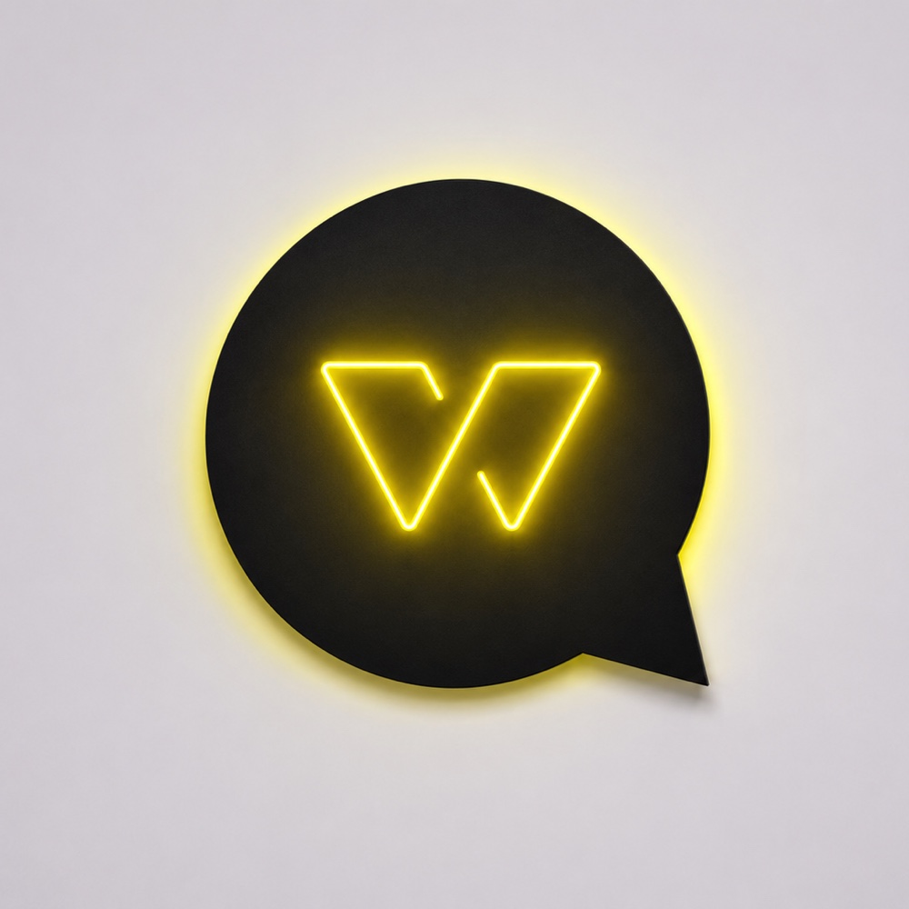 Neon-Schild mit Wrobel-Bildmarke